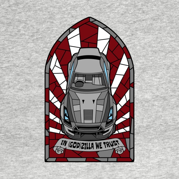 In God-zilla we trust stained glass by pujartwork